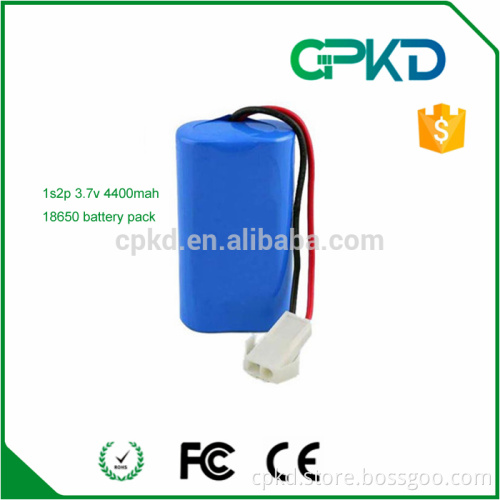 Rechargeable lithium 18650 battery pack,1S2P 3.7V 4400mah